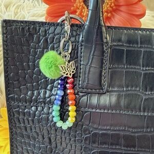 Handmade Pom Pom Chakra keychain